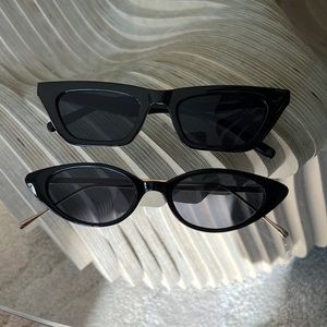 Black and gold cat eye and square sunglasses